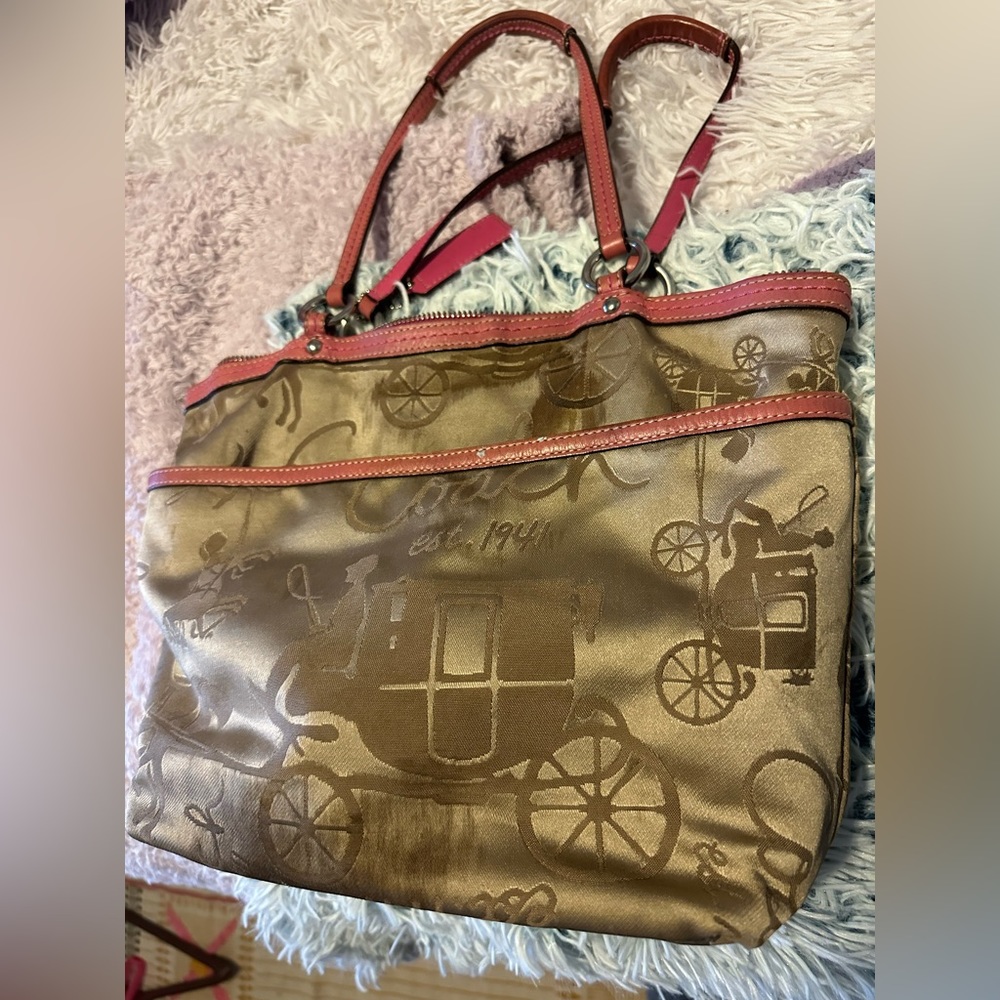 Original Coach bag, pink & tan,